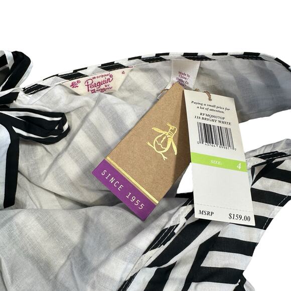 Original Penguin Striped Black White Dress Size 4 $159 - Picture 7 of 8